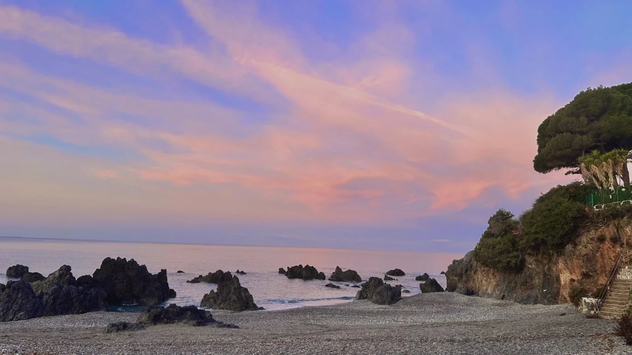 Sunset on the beach, about ten minutes' walk away
