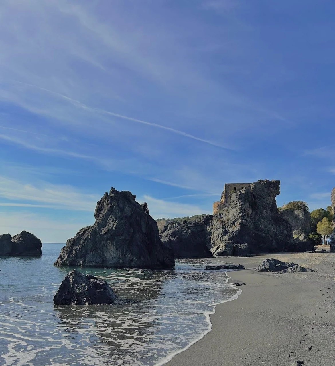 Rocks right at the water's edge
